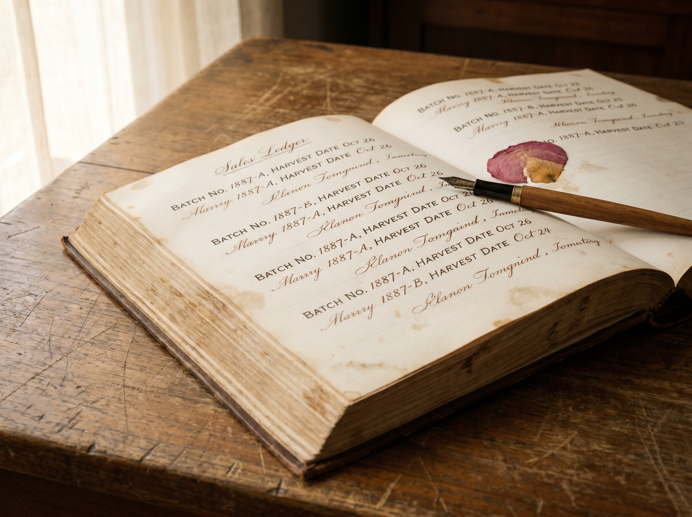 A page from the harvest ledger, hand-written in iron-gall ink.